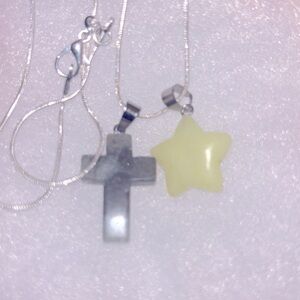 Psychedelic Boho Hippie natural Labradorite Cross & Serpentine Silver Nec…